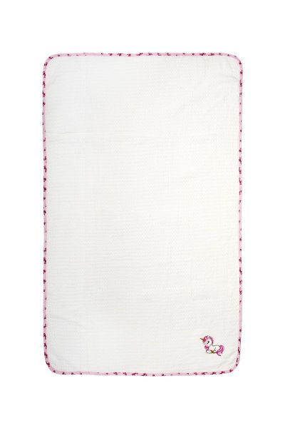 DIMcol Κουβέρτα Πικέ Με Κέντημα bebe Unicorn 188 100X160 White-Pink 100% Cotton