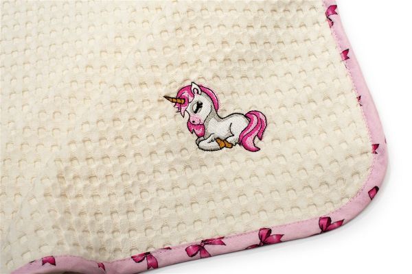 DIMcol Κουβέρτα Πικέ Με Κέντημα bebe Unicorn 189 100X160 Ecru-Pink 100% Cotton - Image 2