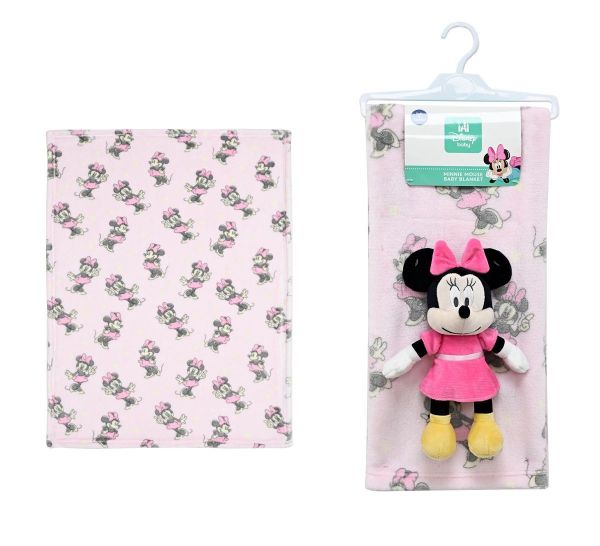 Disney Home Λούτρινο Disney Home Σετ 2 Τεμ. bebe Minnie 30 Ύψος 25 cm & Κουβέρτα Coral Fleece 75X100 cm Pink-Black 100% Polyester
