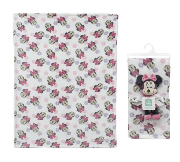 Disney Home Λούτρινο Disney Home Σετ 2 Τεμ. bebe Minnie 31 Ύψος 25 cm & Κουβέρτα Coral Fleece 75X100 cm White-Black 100% Polyester