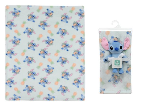 Disney Home Λούτρινο Disney Home Σετ 2 Τεμ. bebe Stitch 27 Ύψος 25 cm & Κουβέρτα Coral Fleece 75X100 cm Light Green 100% Polyester