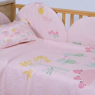 ΒΡΕΦΙΚΗ ΚΟΥΒΕΡΤΑ ΠΙΚΕ AΓΚΑΛΙΑΣ SPRING HAPPINESS 80X110 NEF-NEF HOMEWARE, 100% BAMBAKI
