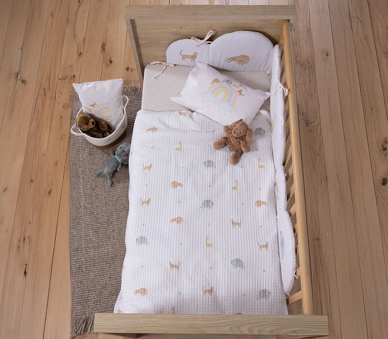 ΒΡΕΦΙΚΗ ΚΟΥΒΕΡΤΑ ΠΙΚΕ ΚΟΥΝΙΑΣ JUNGLE IN MOTION 110X150 NEF-NEF HOMEWARE, 100% BAMBAKI