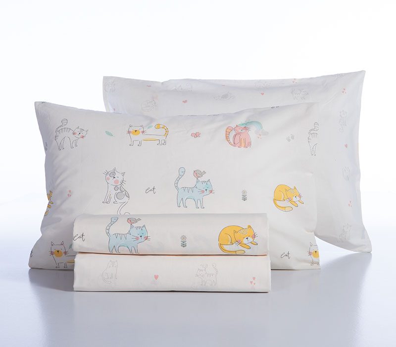 ΠΑΙΔΙΚΑ ΣΕΤ ΣΕΝΤΟΝΙΑ ΜΟΝΑ CAT LIFE 170X260 NEF-NEF HOMEWARE, 100% BAMBAKI - Image 4