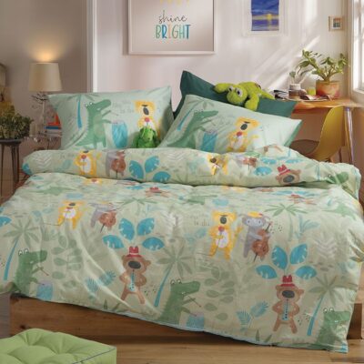 ΠΑΙΔΙΚΑ ΣΕΤ ΣΕΝΤΟΝΙΑ ΜΟΝΑ JUNGLE MUSIC 170X260 NEF-NEF HOMEWARE, 100% BAMBAKI