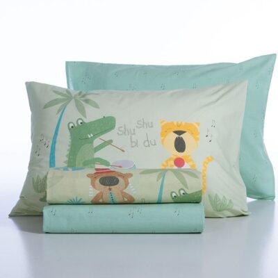 ΠΑΙΔΙΚΑ ΣΕΤ ΣΕΝΤΟΝΙΑ ΜΟΝΑ JUNGLE MUSIC 170X260 NEF-NEF HOMEWARE, 100% BAMBAKI - Image 4