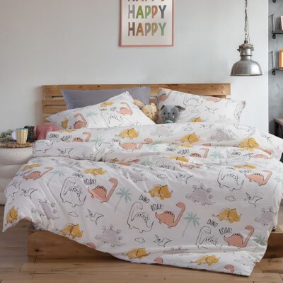 ΠΑΙΔΙΚΑ ΣΕΤ ΣΕΝΤΟΝΙΑ ΜΟΝΑ DINOSAUR ART 170X260 NEF-NEF HOMEWARE, 100% BAMBAKI