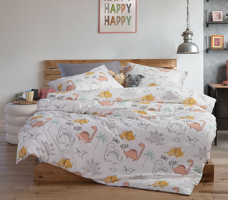 ΠΑΙΔΙΚΑ ΣΕΤ ΣΕΝΤΟΝΙΑ ΜΟΝΑ DINOSAUR ART 170X260 NEF-NEF HOMEWARE, 100% BAMBAKI