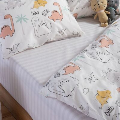 ΠΑΙΔΙΚΑ ΣΕΤ ΣΕΝΤΟΝΙΑ ΜΟΝΑ DINOSAUR ART 170X260 NEF-NEF HOMEWARE, 100% BAMBAKI - Image 2