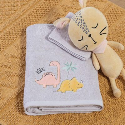 ΠΑΙΔΙΚΕΣ ΠΕΤΣΕΤΕΣ ΣΕΤ 2TMX DINOSAUR ART NEF-NEF HOMEWARE, 100% ΒΑΜΒΑΚΙ
