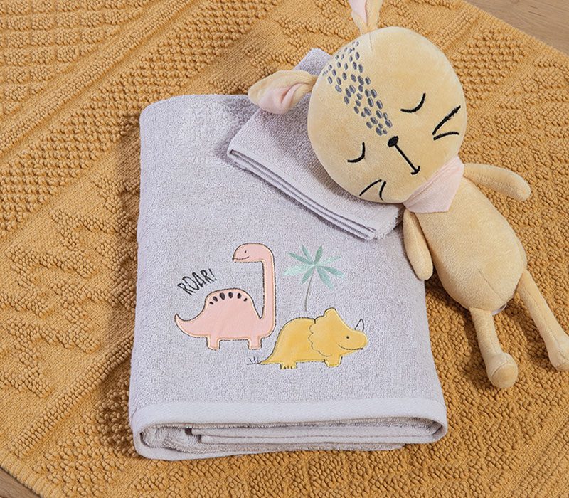 ΠΑΙΔΙΚΕΣ ΠΕΤΣΕΤΕΣ ΣΕΤ 2TMX DINOSAUR ART NEF-NEF HOMEWARE, 100% ΒΑΜΒΑΚΙ