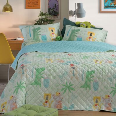ΠΑΙΔΙΚΟ ΚΟΥΒΕΡΛΙ ΜΟΝΟ JUNGLE MUSIC 180X240 NEF-NEF HOMEWARE, ΥΦΑΣΜΑ:100%ΜIΚΡ-ΕΣΩΤ:100%ΠΟΛ