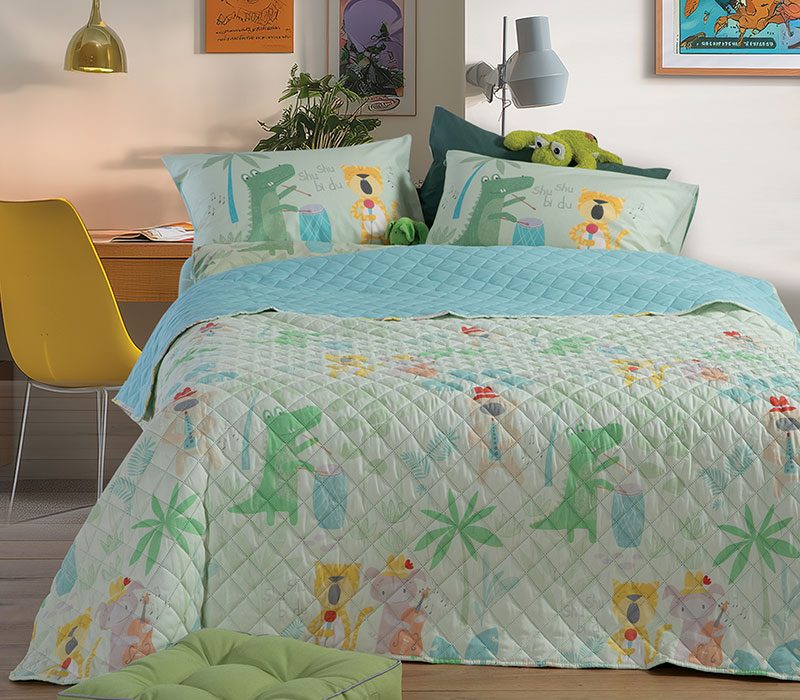 ΠΑΙΔΙΚΟ ΚΟΥΒΕΡΛΙ ΜΟΝΟ JUNGLE MUSIC 180X240 NEF-NEF HOMEWARE, ΥΦΑΣΜΑ:100%ΜIΚΡ-ΕΣΩΤ:100%ΠΟΛ