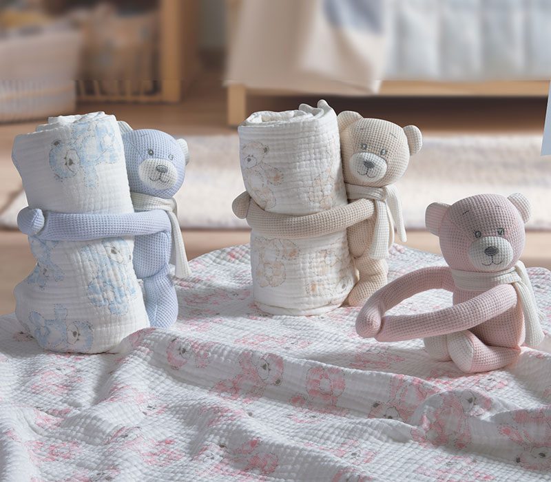 ΚΟΥΒΕΡΤΑΚΙ ΜΕ ΑΡΚΟΥΔΑΚΙ TEDDY 75X100 NEF-NEF HOMEWARE, 100% BAMBAKI - Image 2