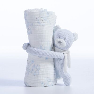 ΚΟΥΒΕΡΤΑΚΙ ΜΕ ΑΡΚΟΥΔΑΚΙ TEDDY 75X100 NEF-NEF HOMEWARE, 100% BAMBAKI - Image 5