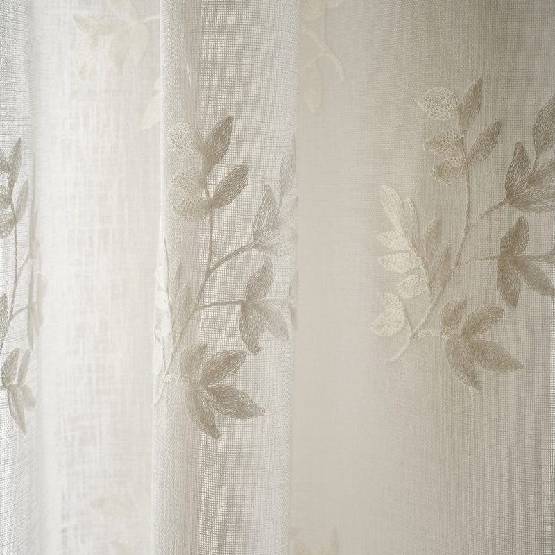 Κουρτίνα με τρουκς 140x295cm GOFIS HOME  Leaf Offwhite AW24 532/05 - Image 2