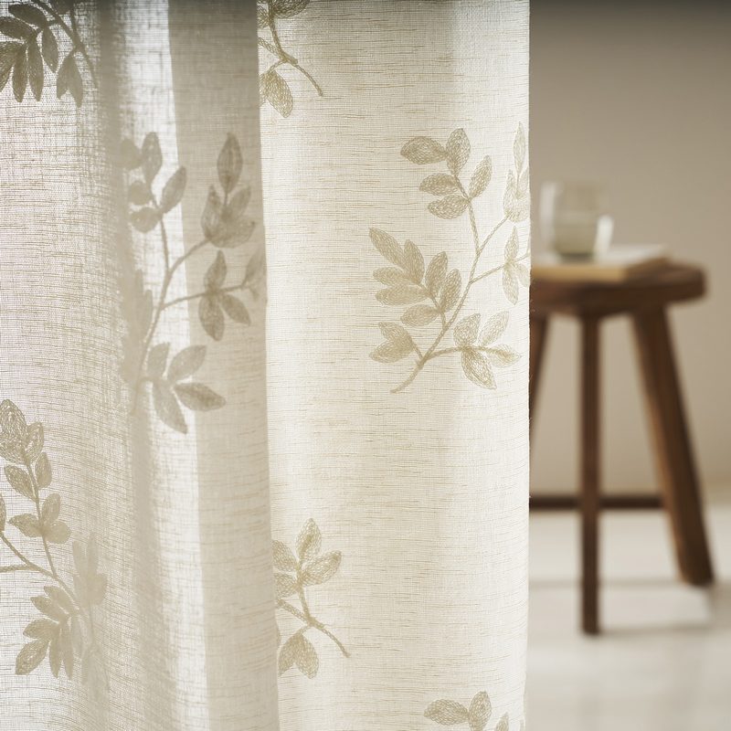 Κουρτίνα με τρουκς 140x295cm GOFIS HOME  Leaf Beige AW24 532/06 - Image 4