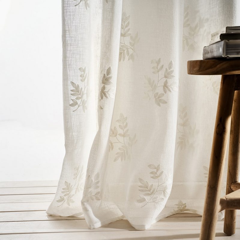 Κουρτίνα με σιρίτι 140x280cm GOFIS HOME  Leaf Offwhite AW24 532/05 - Image 3