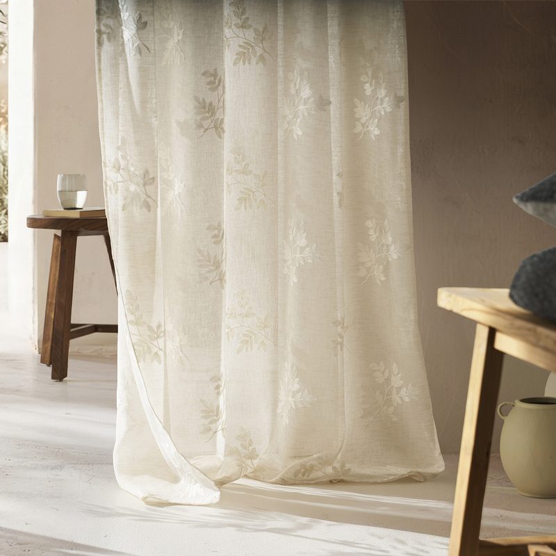 Κουρτίνα με σιρίτι 140x280cm GOFIS HOME  Leaf Beige AW24 532/06