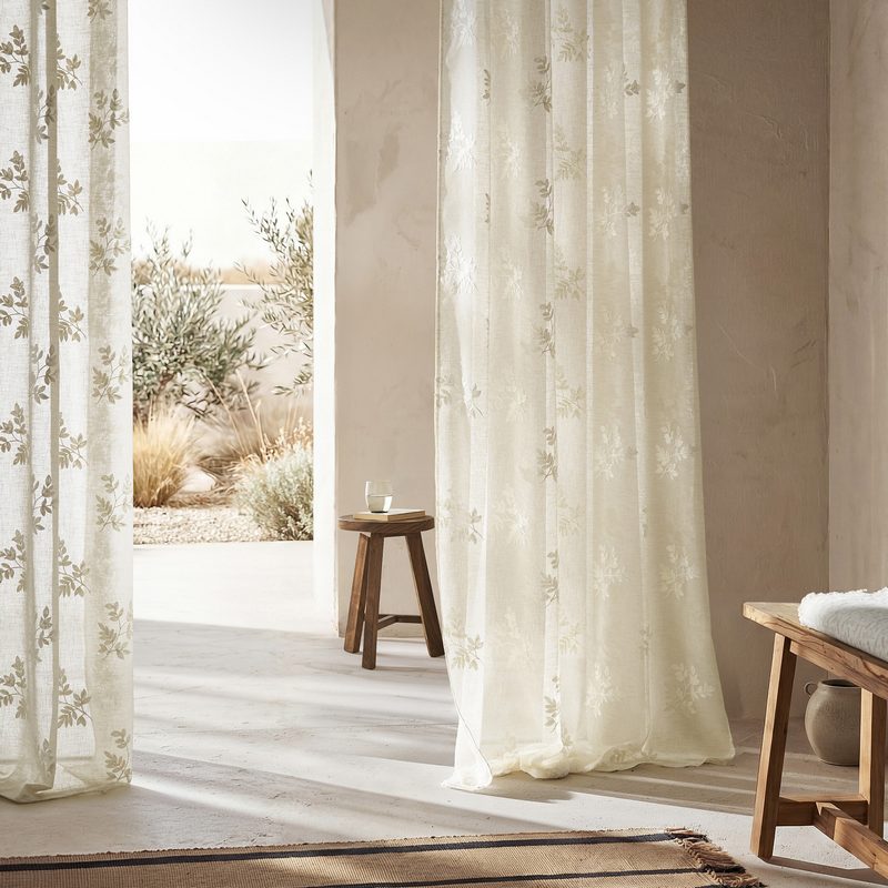 Κουρτίνα με σιρίτι 140x280cm GOFIS HOME  Leaf Beige AW24 532/06 - Image 4