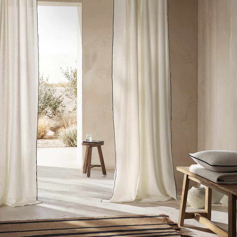 Κουρτίνα με σιρίτι 140x280cm GOFIS HOME  Nedda Black 614