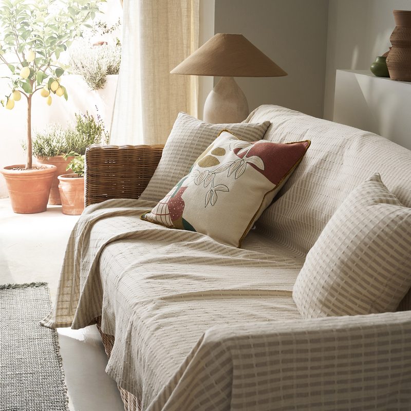 Ριχτάρι Πολυθρόνας 180x180cm GOFIS HOME  Elysia Hemp Beige 531/06 - Image 3