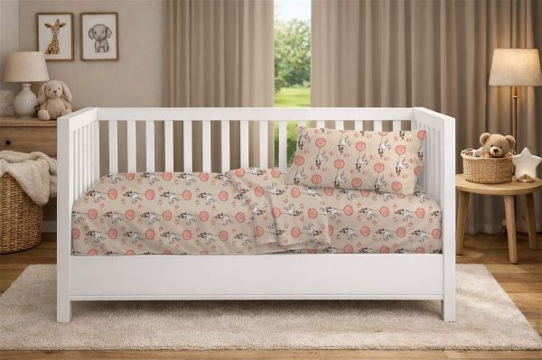 DIMcol Πάπλωμα Εμπριμέ bebe Floating Bunny 714 120X160 Beige-Salmon 100% Cotton
