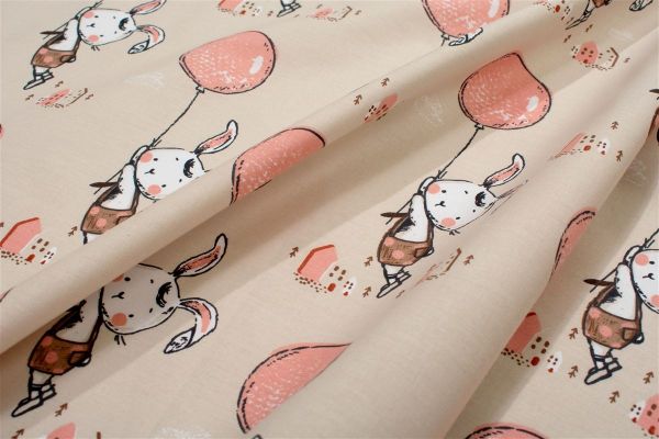 DIMcol Πάπλωμα Εμπριμέ bebe Floating Bunny 714 120X160 Beige-Salmon 100% Cotton - Image 2