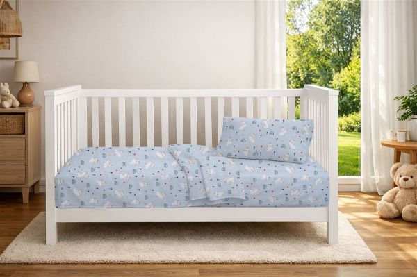 DIMcol Πάπλωμα Εμπριμέ bebe Rabbit Garden 584 120X160 Sky Blue 100% Cotton