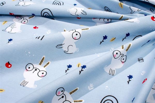DIMcol Πάπλωμα Εμπριμέ bebe Rabbit Garden 584 120X160 Sky Blue 100% Cotton - Image 2