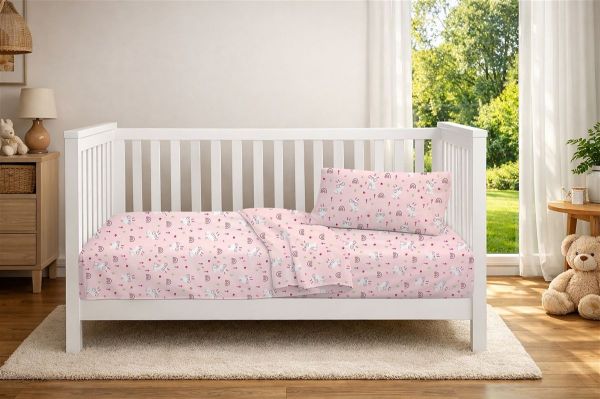 DIMcol Πάπλωμα Εμπριμέ bebe Rabbit Garden 585 120X160 Pink 100% Cotton