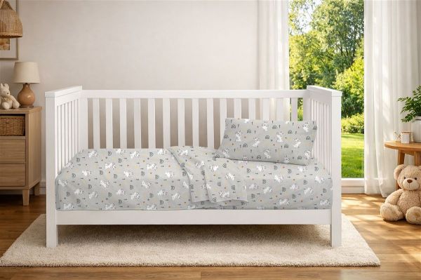 DIMcol Πάπλωμα Εμπριμέ bebe Rabbit Garden 586 120X160 Grey 100% Cotton