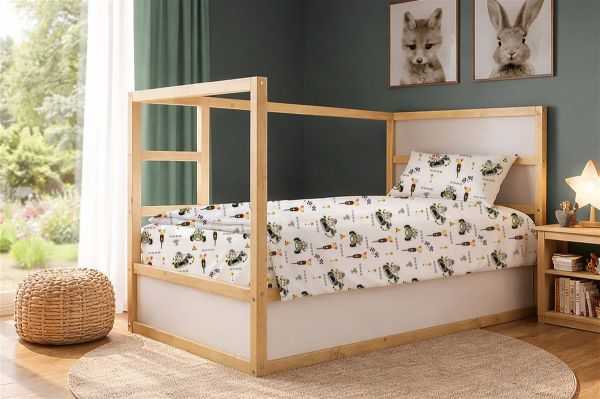DIMcol Πάπλωμα Εμπριμέ kids Animal Grand Prix 590 160X240 White-Olive 100% Cotton