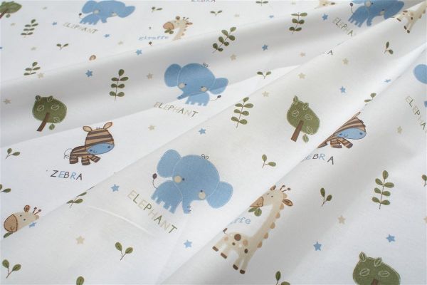 DIMcol Πάπλωμα Εμπριμέ kids Happy Safari 711 160X240 White-Sky Blue 100% Cotton - Image 2