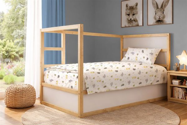 DIMcol Πάπλωμα Εμπριμέ kids Happy Safari 713 160X240 White-Grey 100% Cotton