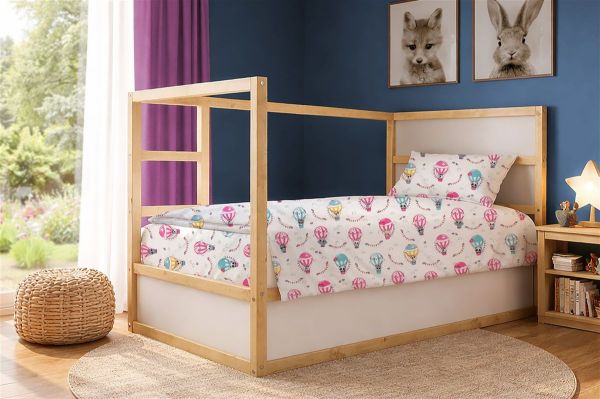 DIMcol Πάπλωμα Εμπριμέ kids The Floating Zoo 597 160X240 White-Pink 100% Cotton