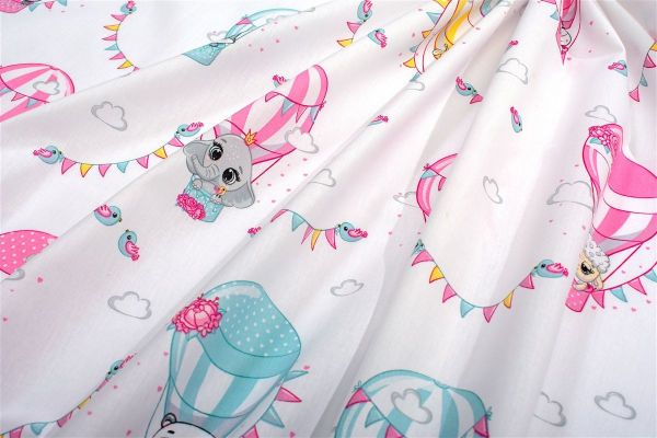 DIMcol Πάπλωμα Εμπριμέ kids The Floating Zoo 597 160X240 White-Pink 100% Cotton - Image 2