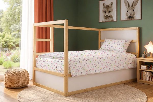 DIMcol Πάπλωμα Εμπριμέ kids Whimsical Mountainside 587 160X240 White-Pastel Lilac 100% Cotton