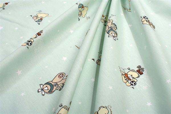 DIMcol Παπλωματοθήκη Εμπριμέ kids Bear's Playtime 593 160X240 Mint 100% Cotton - Image 2