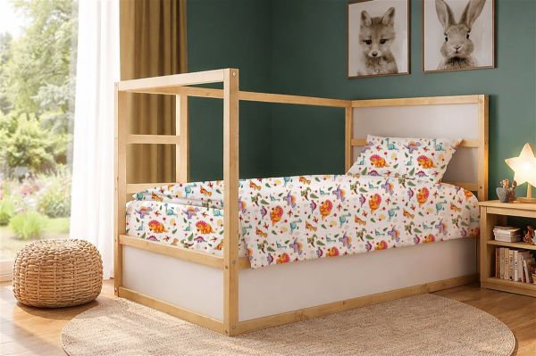 DIMcol Παπλωματοθήκη Εμπριμέ kids Dinosaur 520 160x240 White-Orange 100% Cotton