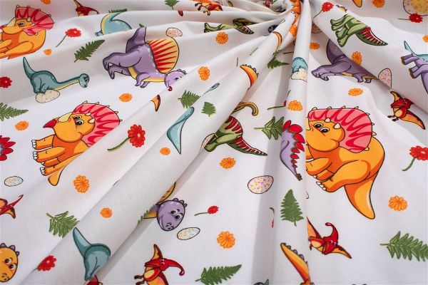 DIMcol Παπλωματοθήκη Εμπριμέ kids Dinosaur 520 160x240 White-Orange 100% Cotton - Image 2
