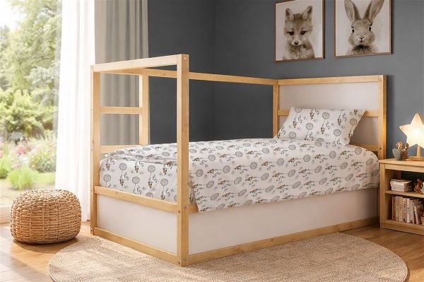 DIMcol Παπλωματοθήκη Εμπριμέ kids Floating Bunny 715 160X240 Grey 100% Cotton