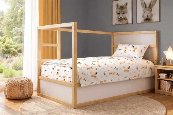 DIMcol Παπλωματοθήκη Εμπριμέ kids Giraffe 599 160X240 White-Orange 100% Cotton