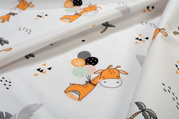 DIMcol Παπλωματοθήκη Εμπριμέ kids Giraffe 599 160X240 White-Orange 100% Cotton - Image 2