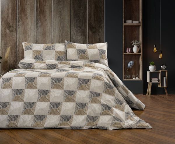 DIMcol Παπλωματοθήκη Εμπριμέ Κλεοπάτρα 609 160X240 Beige-Black 70/30 Cott/Pol