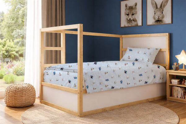 DIMcol Σεντόνια Εμπριμέ Σετ 2 τεμ kids Bear's Playtime 591 160X240 Sky Blue 100% Cotton
