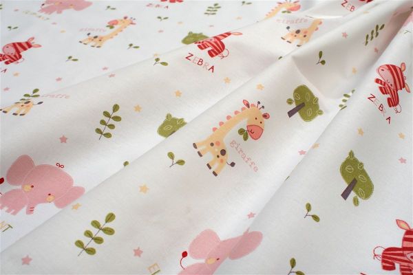 DIMcol Σεντόνια Εμπριμέ Σετ 2 τεμ kids Happy Safari 712 160X240 White-Pink 100% Cotton - Image 2