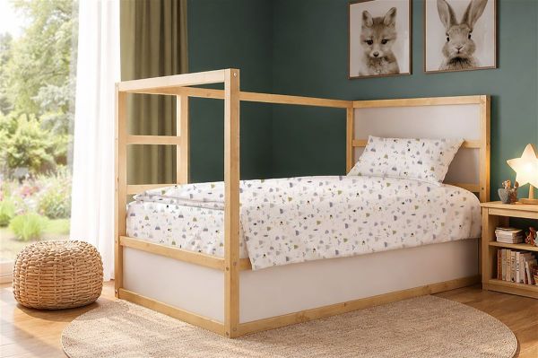 DIMcol Σεντόνια Εμπριμέ Σετ 2 τεμ kids Whimsical Mountainside 588 160X240 White-Grey 100% Cotton