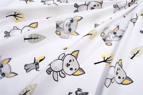 DIMcol Σεντόνια Εμπριμέ Σετ 3 τεμ bebe Baby Foxes 595 120X160 White-Grey 100% Cotton - Image 2