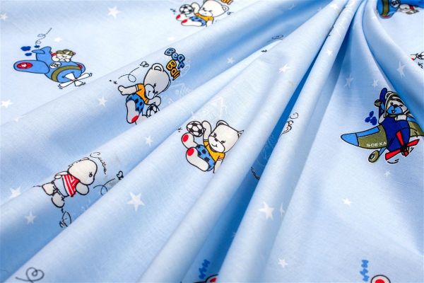 DIMcol Σεντόνια Εμπριμέ Σετ 3 τεμ bebe Bear's Playtime 591 120X160 Sky Blue 100% Cotton - Image 2